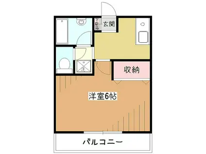 當麻ハイム(1K/1階)の間取り写真