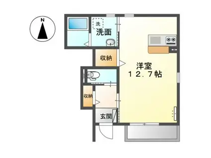 シャインヒルズ(ワンルーム/1階)の間取り写真