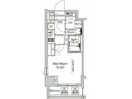 プラウドフラット門前仲町IV(1K/2階)の間取り写真