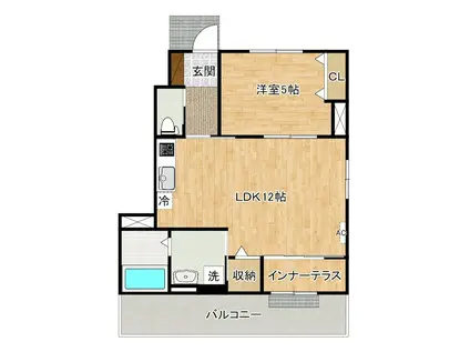 プランドール リサ(1LDK/1階)の間取り写真