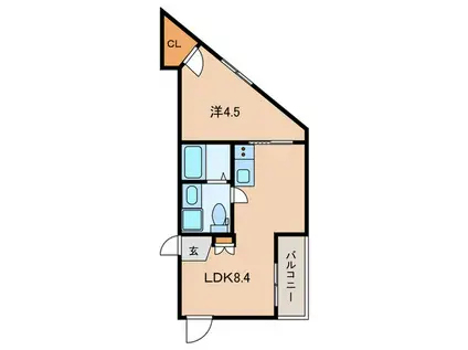 メゾン・ド・グラース馬込(1LDK/4階)の間取り写真