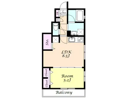 アローワン(1LDK/1階)の間取り写真