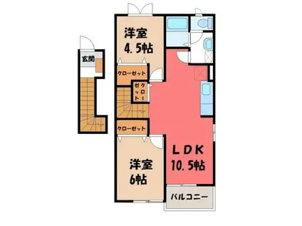 パークハイツ亀岡B(2LDK/2階)の間取り写真