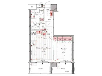 クオリア南麻布(1LDK/7階)の間取り写真
