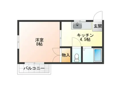 ヴィラフィレンツェ(1K/2階)の間取り写真