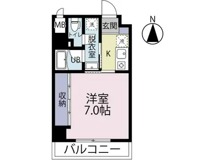 シャムロック城山(1K/4階)の間取り写真