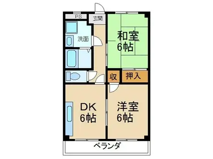 第2山本マンション(2DK/1階)の間取り写真