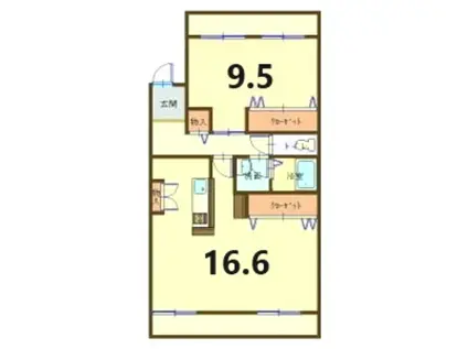 グリーンハイツ前田(1LDK/2階)の間取り写真
