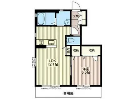 キャトルセゾンA(1LDK/1階)の間取り写真