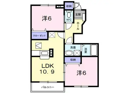 プロムナードII(2LDK/1階)の間取り写真