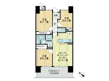 サーパス八幡山公園(3LDK/9階)の間取り写真