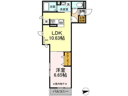 クレシア(1LDK/3階)の間取り写真