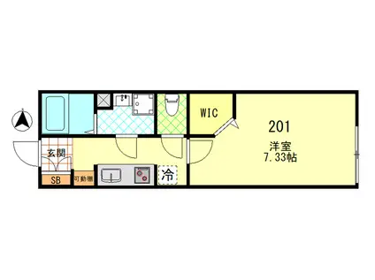 シーエフジオーレ殿町(1K/2階)の間取り写真