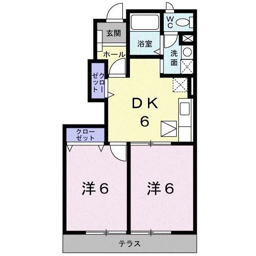 メゾン住吉(2DK/1階)の間取り写真