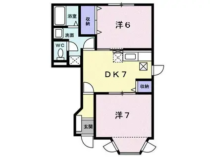 ミレニアムKANII B棟(2DK/1階)の間取り写真