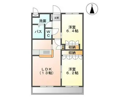 ブルーウィンド(2LDK/1階)の間取り写真