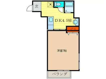 サンパレス山崎(1DK/1階)の間取り写真