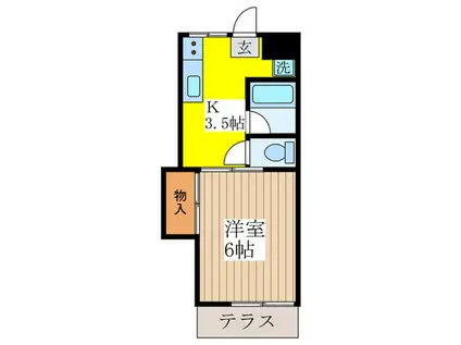 マイクイン(1K/1階)の間取り写真