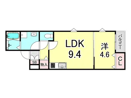 HGS甲子園(1LDK/1階)の間取り写真