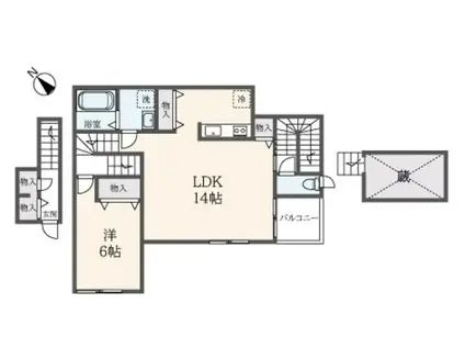 ボンボネーラ A棟(1SLDK/2階)の間取り写真