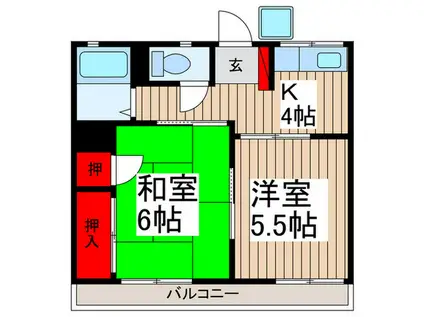 ヴェルディ南中野(2K/1階)の間取り写真