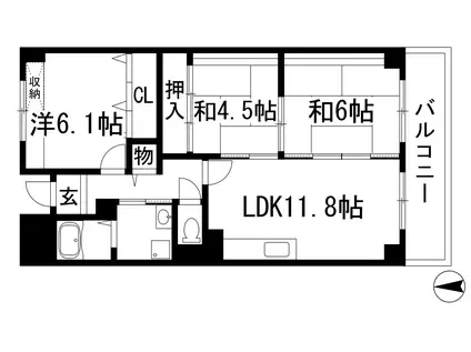 リゾうねのⅡ(3LDK/3階)の間取り写真