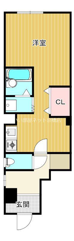 シャルル中宮(ワンルーム/1階)の間取り写真