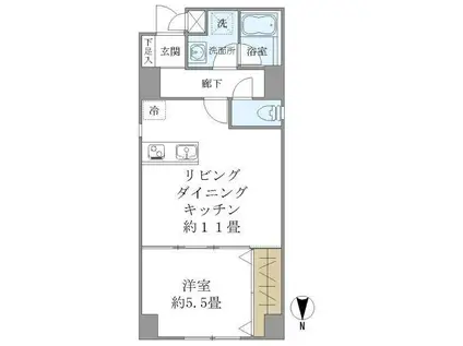 キンブリッジ壬生西院駅前(1LDK/1階)の間取り写真
