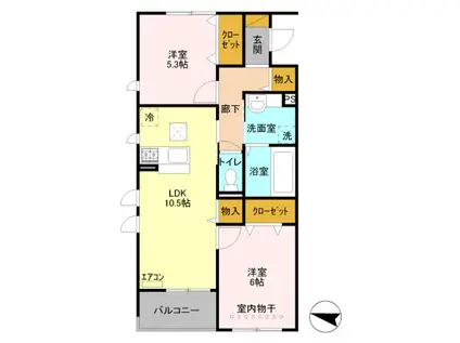 GRACE SQUARE(2LDK/3階)の間取り写真