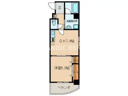 アジリア大濠ウエスト(1DK/7階)の間取り写真