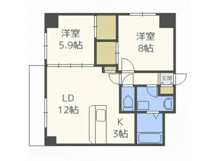MODENA近代美術館(2LDK/7階)の間取り写真