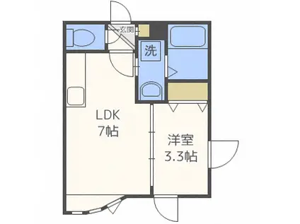 アークコート水車町(1DK/2階)の間取り写真