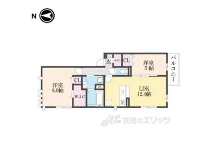 アトレーユ長岡京(2LDK/2階)の間取り写真