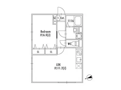 パセオ下北沢代沢2(1LDK/3階)の間取り写真