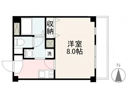 シティハイツかし(1K/2階)の間取り写真