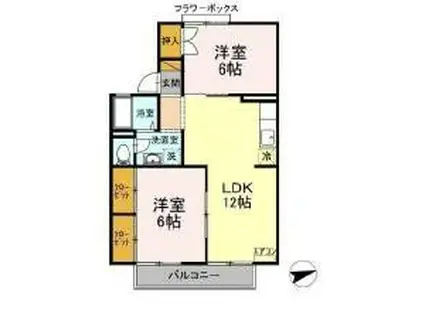 第三フェニックス(2LDK/1階)の間取り写真