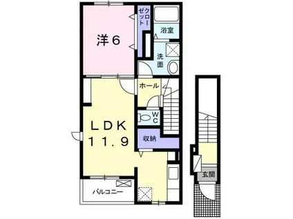 プレストーラII(1LDK/2階)の間取り写真