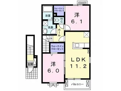 フェリーチェ(2LDK/2階)の間取り写真