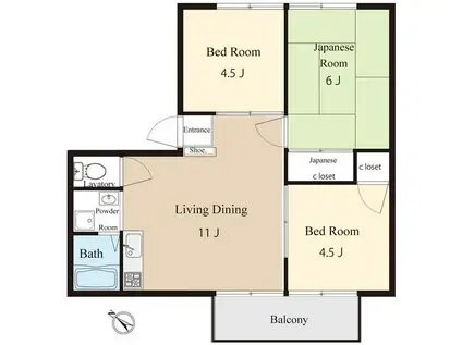 メゾン新横浜B棟(3LDK/3階)の間取り写真
