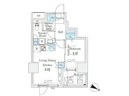 URBAN BREEZE 恵比寿 アーバンブリーズ恵比寿(1LDK/9階)の間取り写真