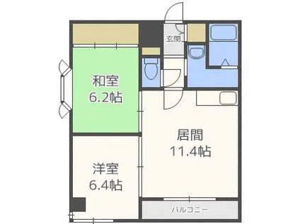 プロシード本通(2LDK/5階)の間取り写真