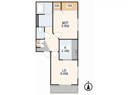 メゾン・ド・シャトー(1LDK/2階)の間取り写真