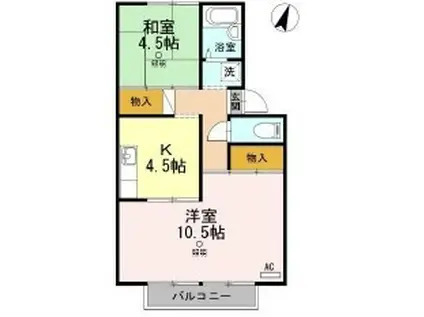 プレジール小(2K/2階)の間取り写真