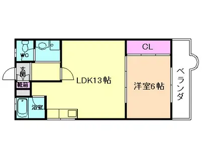 ミリオンハイツ(1LDK/3階)の間取り写真