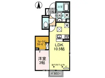 メディオカーサY(1LDK/1階)の間取り写真