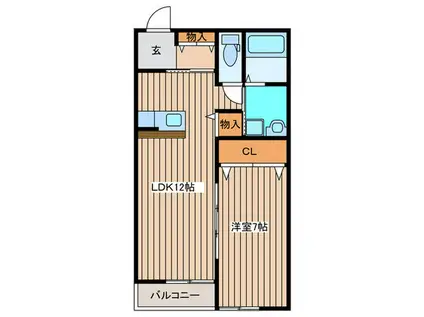 ドゥ・アネッサIII(1LDK/1階)の間取り写真