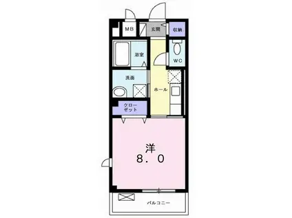 ヴェリテ ジョワ(1K/2階)の間取り写真