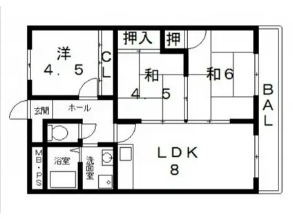 グリーンリーヴス(3LDK/4階)の間取り写真