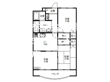 コンフォート22(3DK/3階)の間取り写真