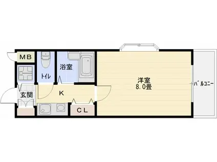 ヴェルジェ旭ヶ丘(1K/4階)の間取り写真